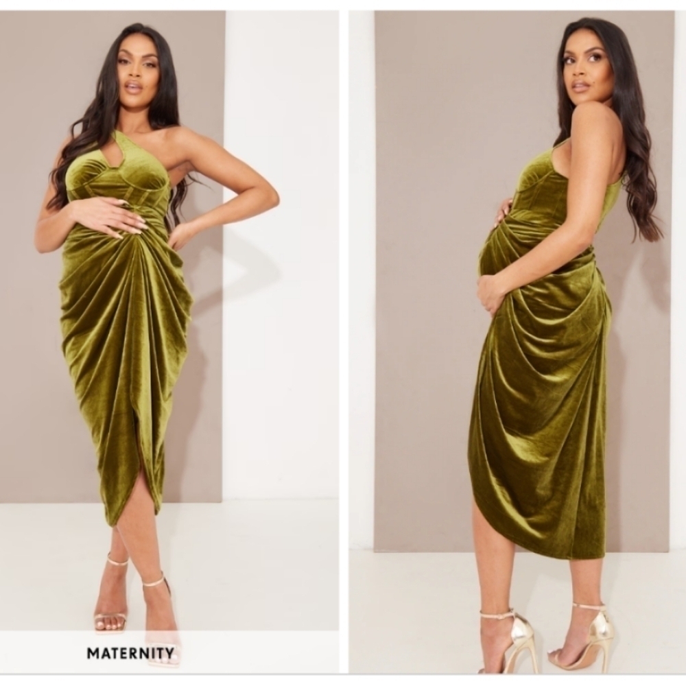 Pretty little thing maternity velvet or the lower dress